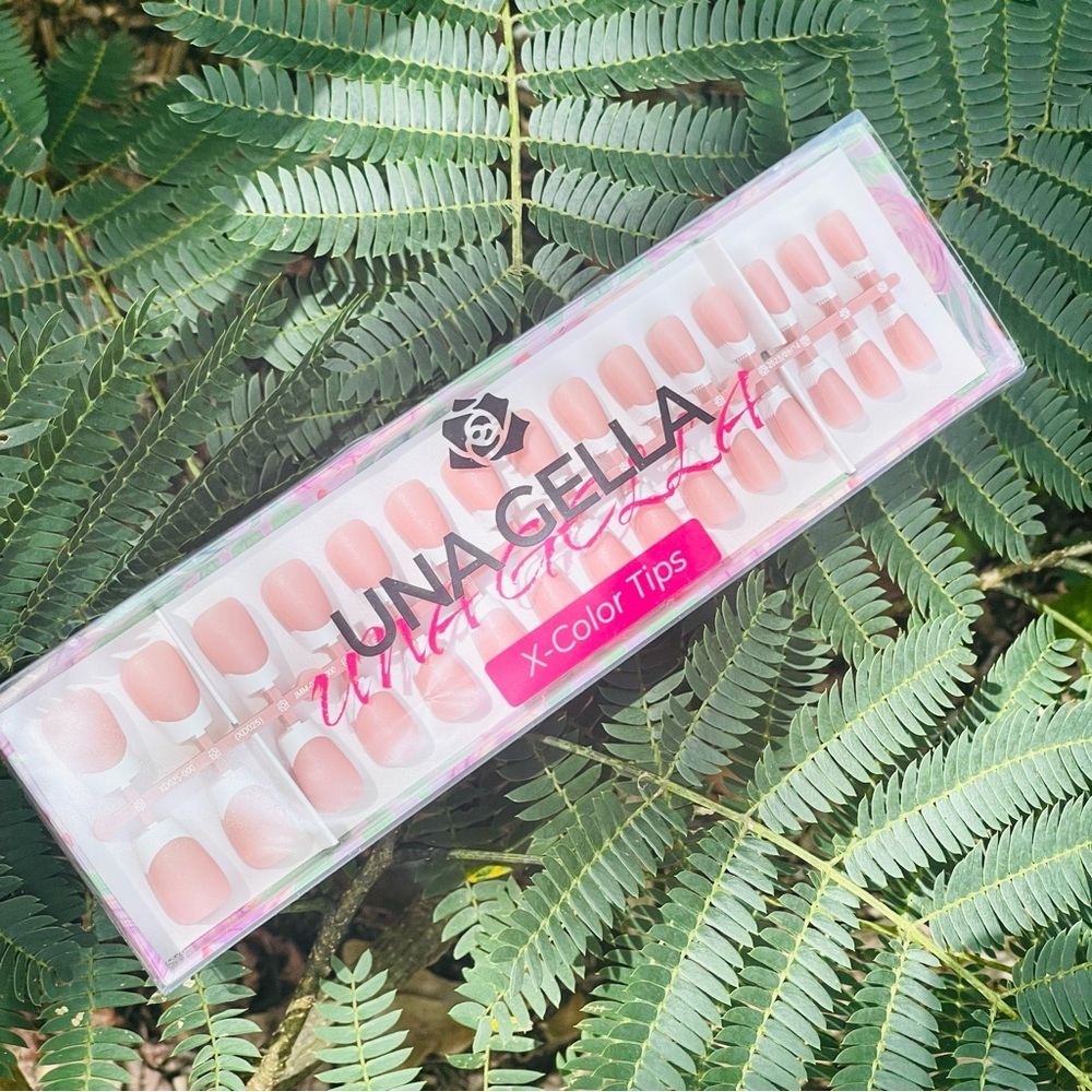 French Gel Nail Tips UNA GELLA 150Pcs French Tip Nails - 1 Set Pink Tone
